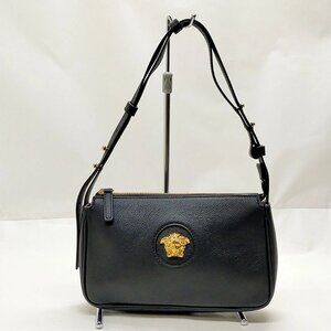 VERSACE Hand Bag Black Leather 395-080525